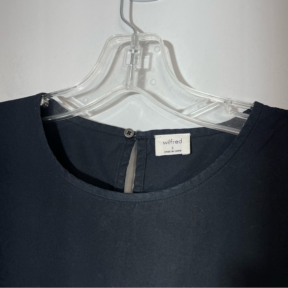 Aritzia Wilfred Rengo Dress Puff Cap Sleeve Tiered Cotton Black Maxi Midi Boho S - Picture 6 of 14